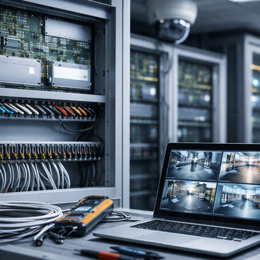 Leitstand zur Überwachung mehrerer Sicherheitssysteme in einem Gebäude